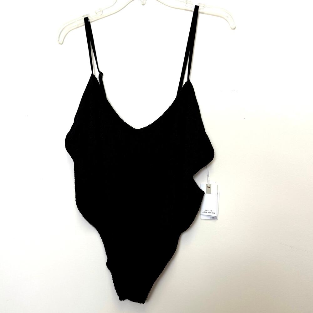 NWT Good American Always Fits One Piece Swimsuit Texture Black 7/8 4X 5X